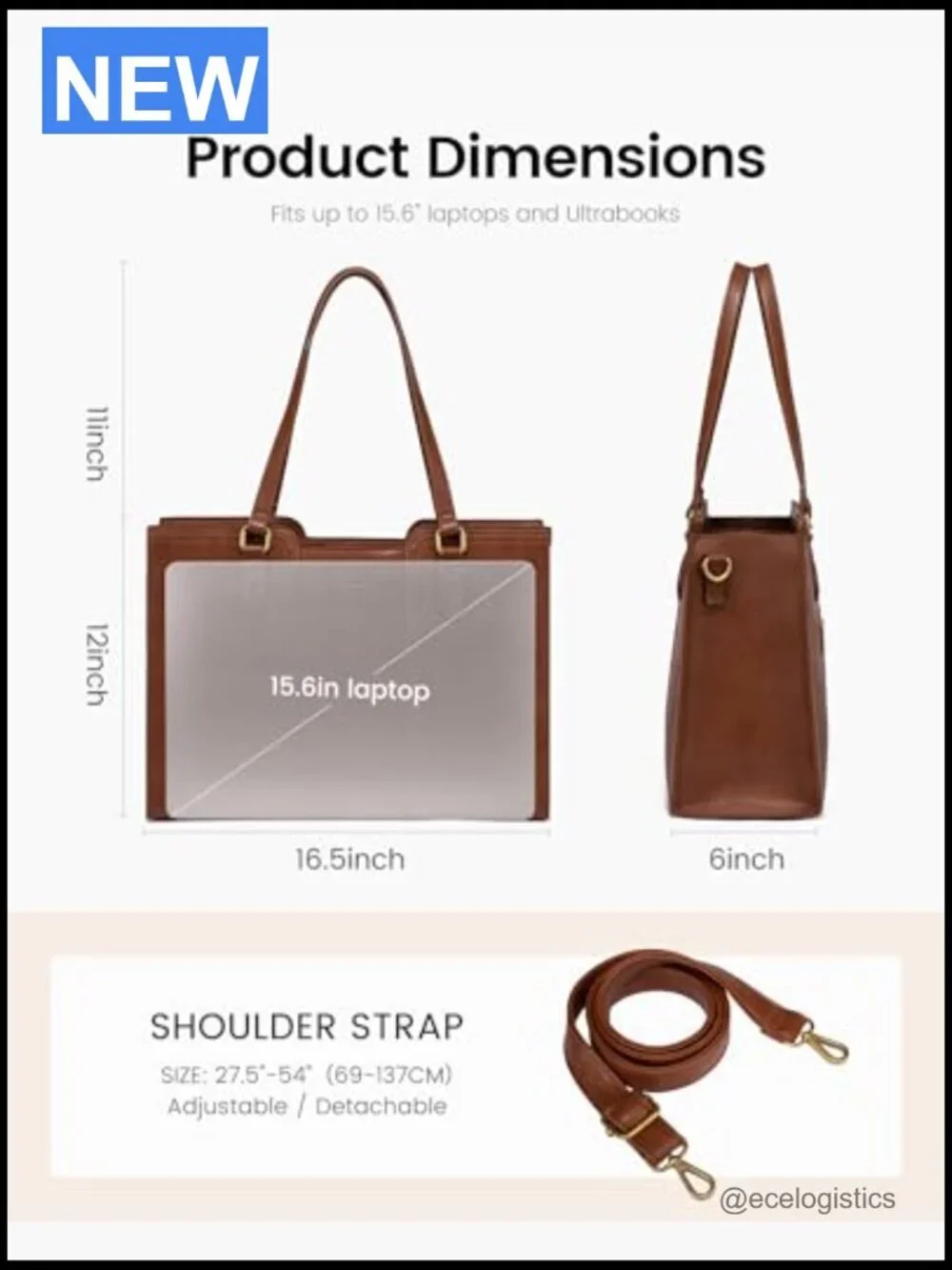 Vintage Laptop Tote Bag 17.3